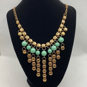 Vintage Turquoise & Gold Dangle Necklace